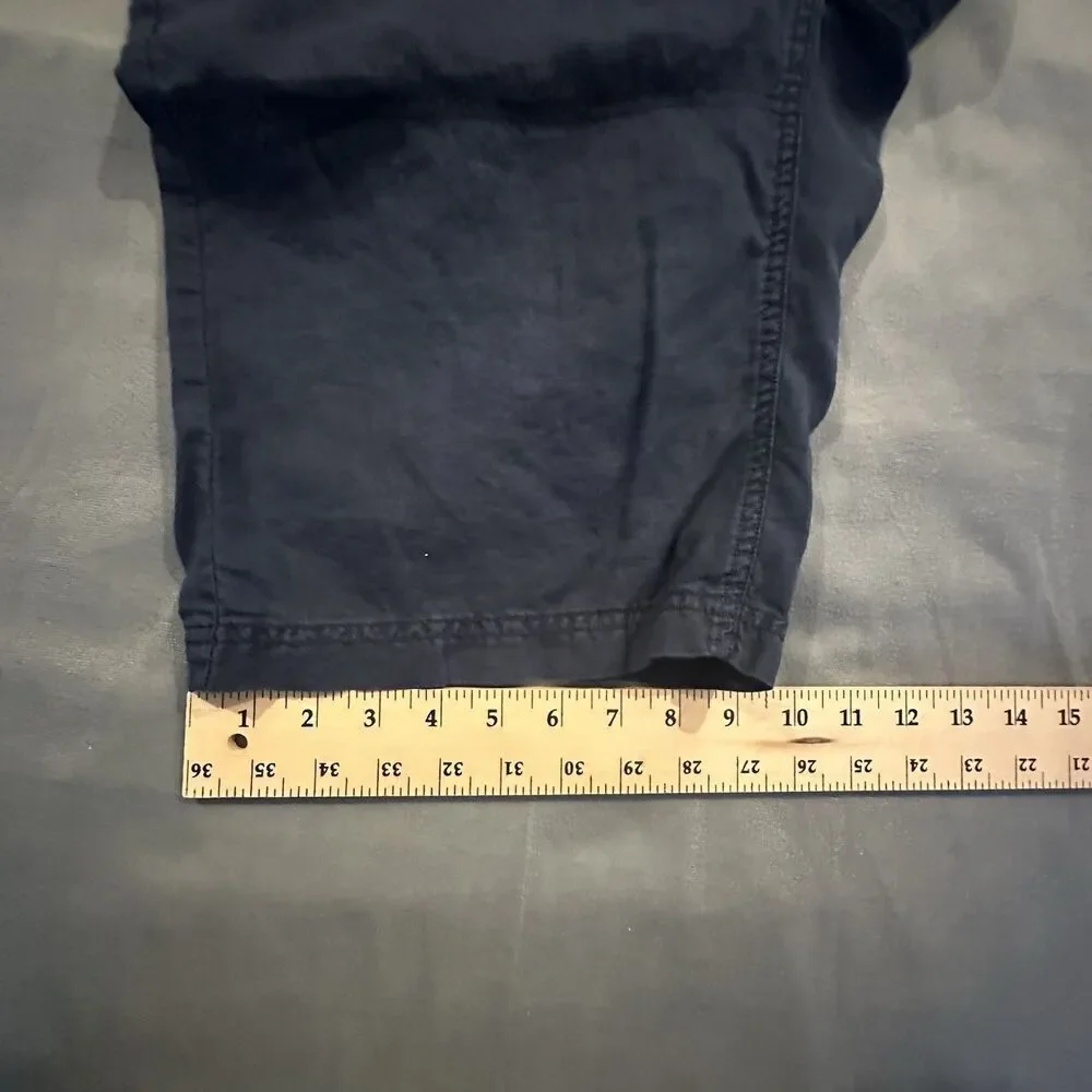 Calvin Klein Shorts Linen Men's 30 Chino Zipper Pocket Navy Blue Flat Front